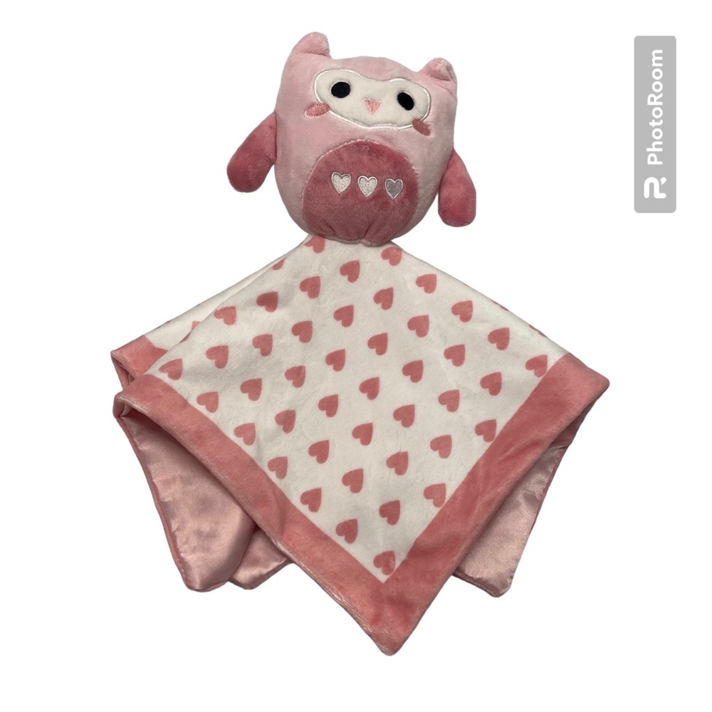 Pearhead Pink Owl Lovey Security Blanket Baby Toddler Soft Toy